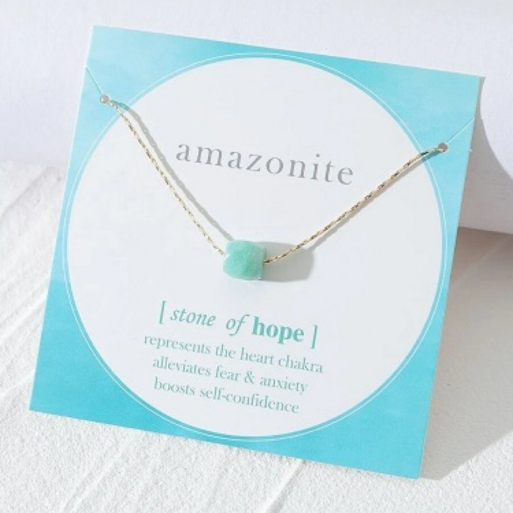 Blue Stone of Hope Gold Colored Chain Necklace